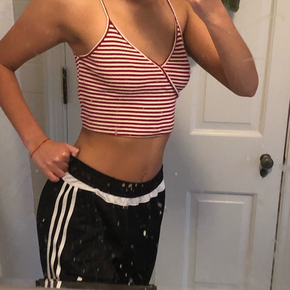 topshop white and red striped crop top!